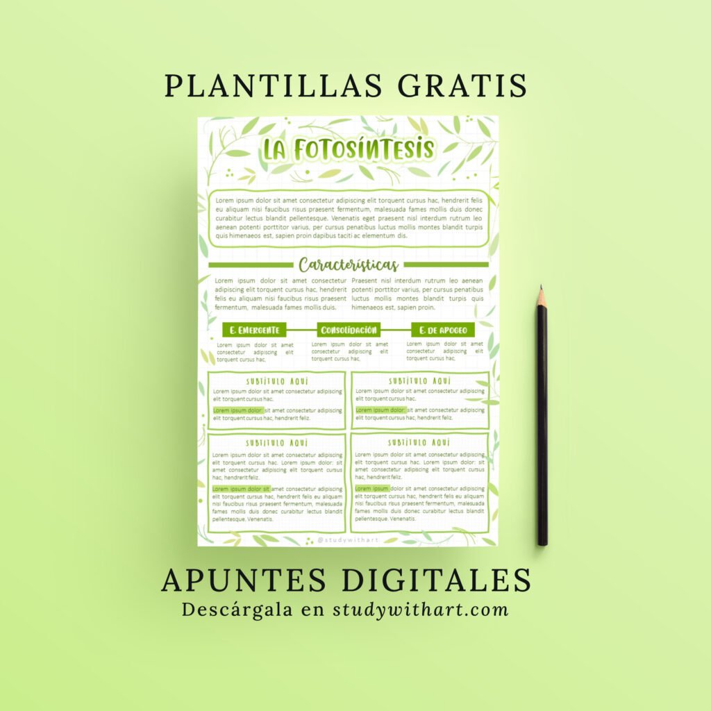 Plantillas GRATIS: Apuntes Digitales Bonitos Inspirados En Hojas Y Plantas