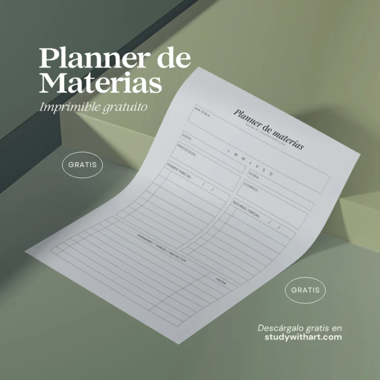 portada de blog: Planners para estudiantes gratis para imprimir | 2 en 1: Planner de materias + Study planner