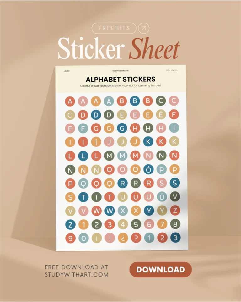Alphabet Stickers: Plancha de stickers de letras aesthetic para imprimir gratis en PDF | Stickers bonitos para journaling