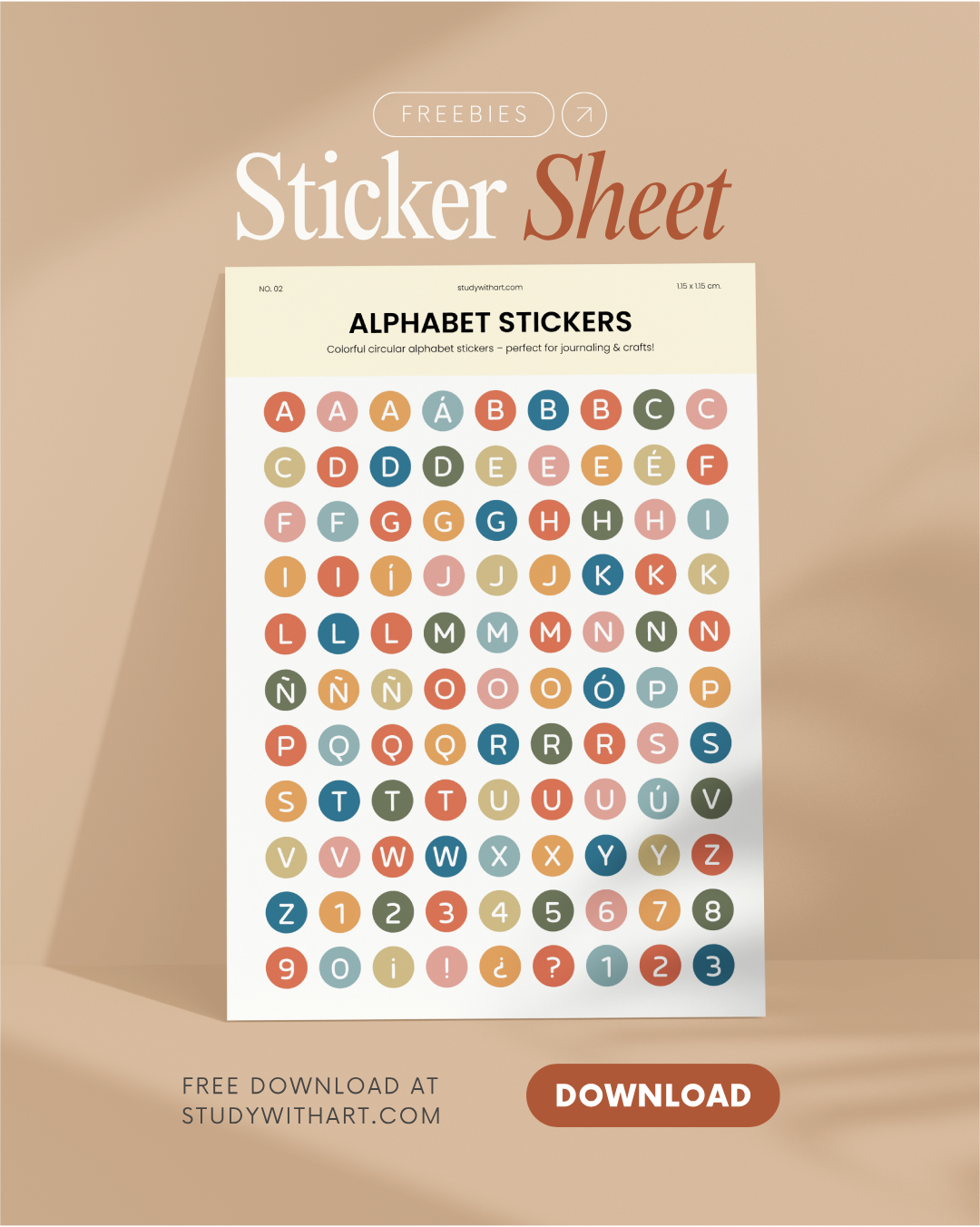 Alphabet Stickers: Plancha de stickers de letras aesthetic para imprimir gratis en PDF | Stickers bonitos para journaling