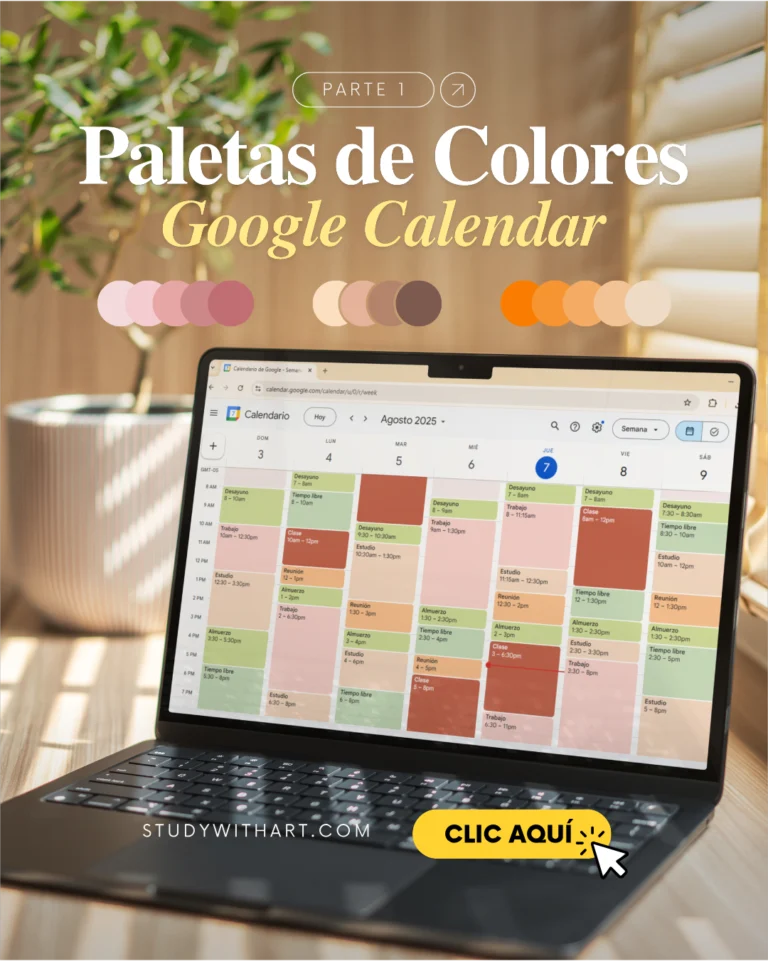 Paletas de colores bonitas para personalizar Google Calendar 2025