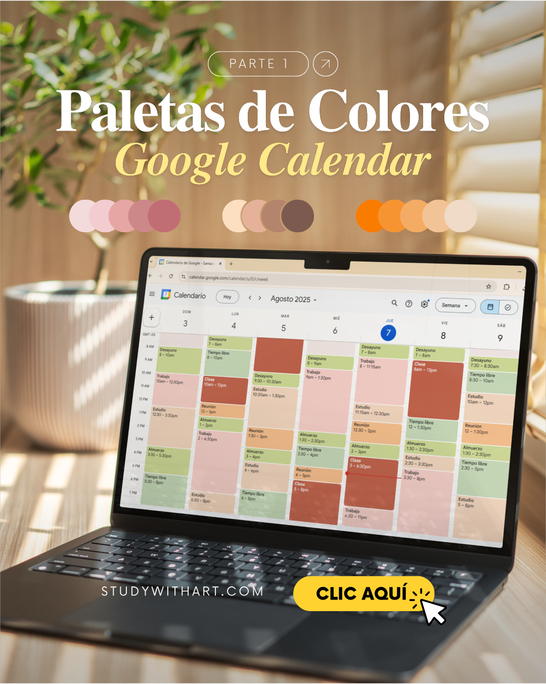 Paletas de colores bonitas para personalizar Google Calendar 2025