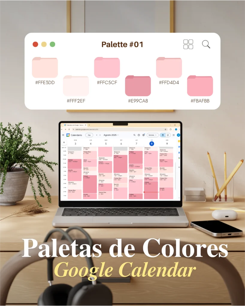 Paletas de colores bonitas para personalizar Google Calendar 2025