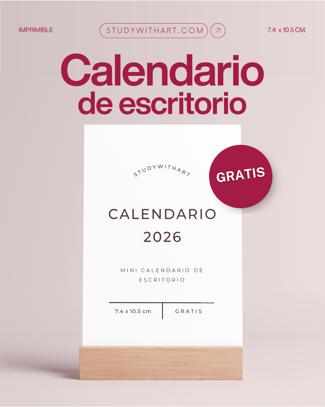 Descarga GRATIS: Calendario 2026 para imprimir [PDF] | Free Printable: Mini Desk Calendar