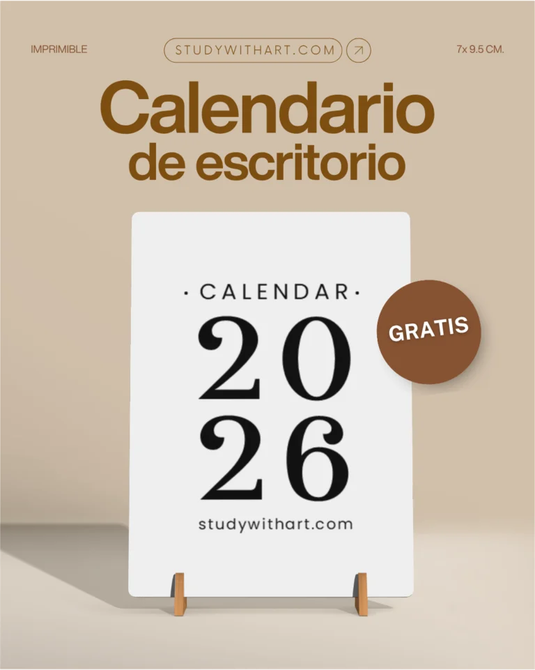 Portada de blog: Calendario 2026 para imprimir PDF gratis | Mini calendario de escritorio minimalista