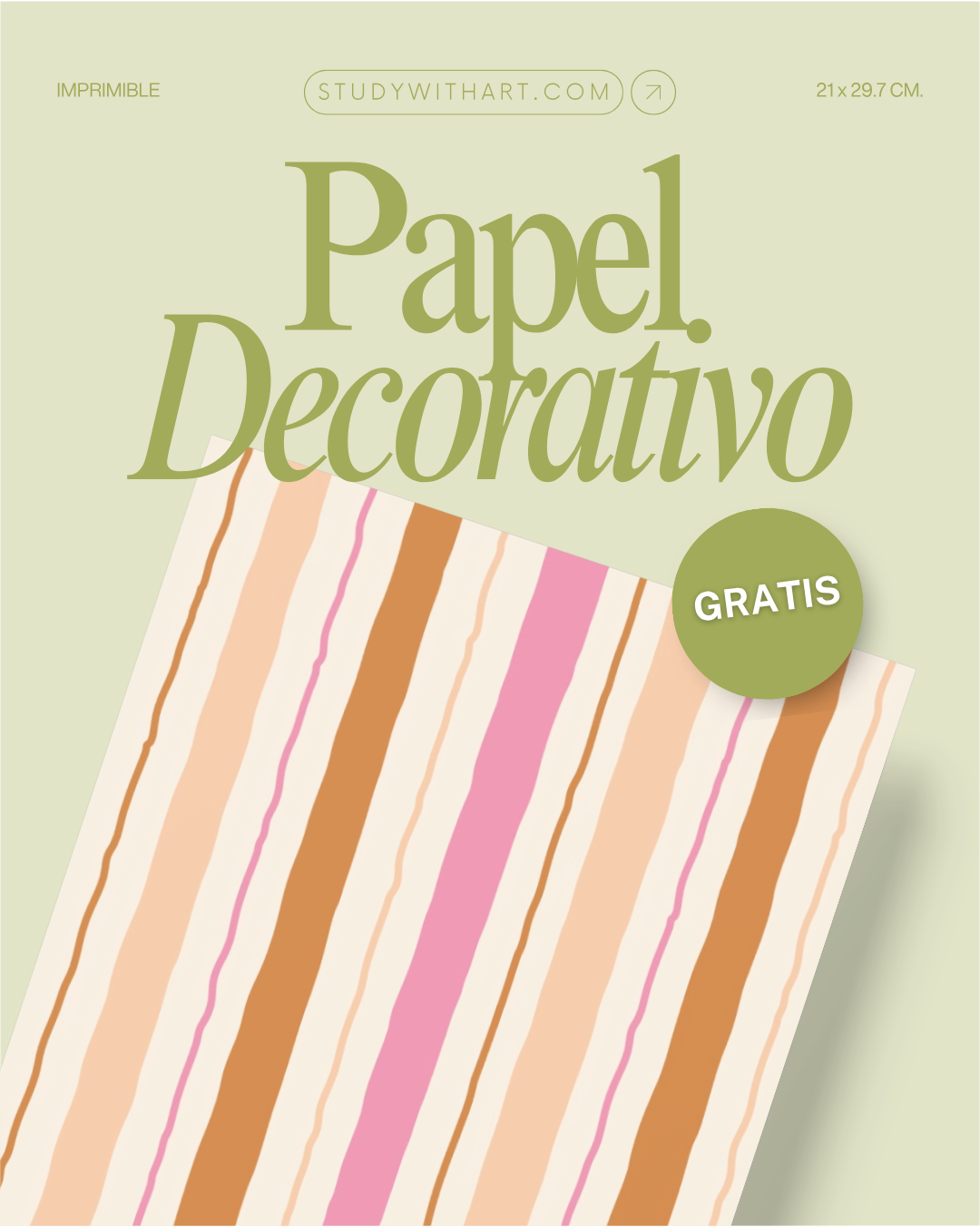 GRATIS: Papel decorativo para imprimir en PDF: diseño de rayas cálidas para journaling y manualidades 2026