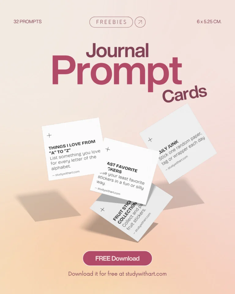 Journal prompt cards gratis para journaling, imprimible creativo con tarjetas con instrucciones para encontrar inspiración.